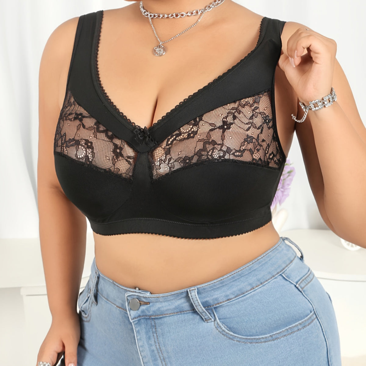 Breathable Lace Support Bra